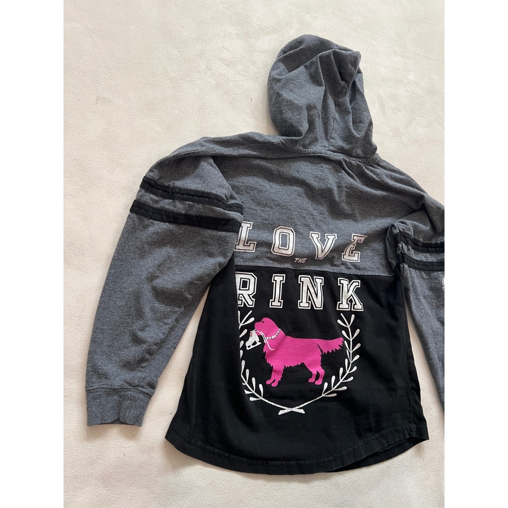 Boxercraft Pink Dog Graphic Hoodie Gray Black Long Sleeve Athletic Women's XS - Picture 14 of 15
